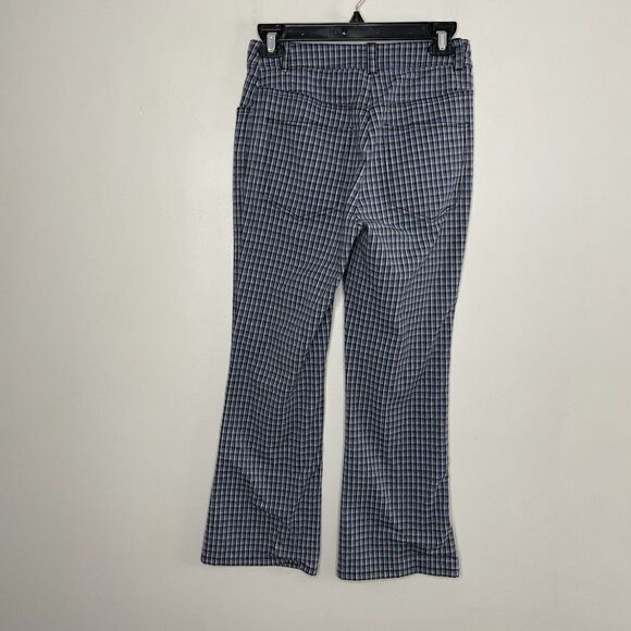 DEREK LAM 10 Crosby Pants Womens 0 Gingham Flare Trousers Blue Mid Rise Crop - Picture 6 of 10